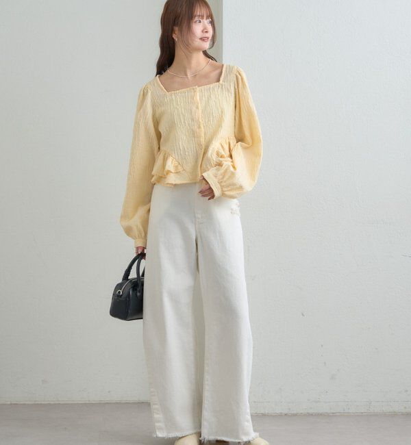  「ジャガード裾フリルブラウス」|シャツ・ブラウス|