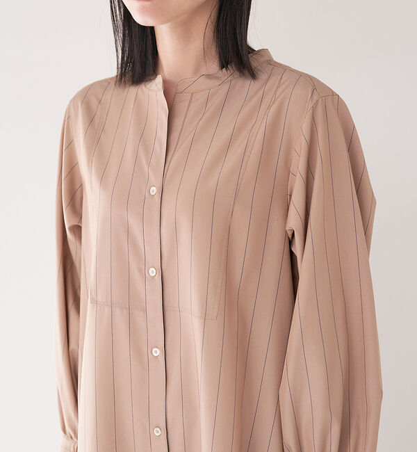 collex「＜手洗い可能＞ストライプフレアシャツワンピース」|ワンピース|