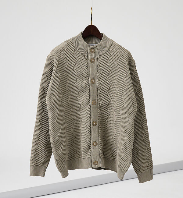 ABAHOUSE「【ジオメトリック柄 / 軽量】スタンド カーディガン」|カーディガン|モカ