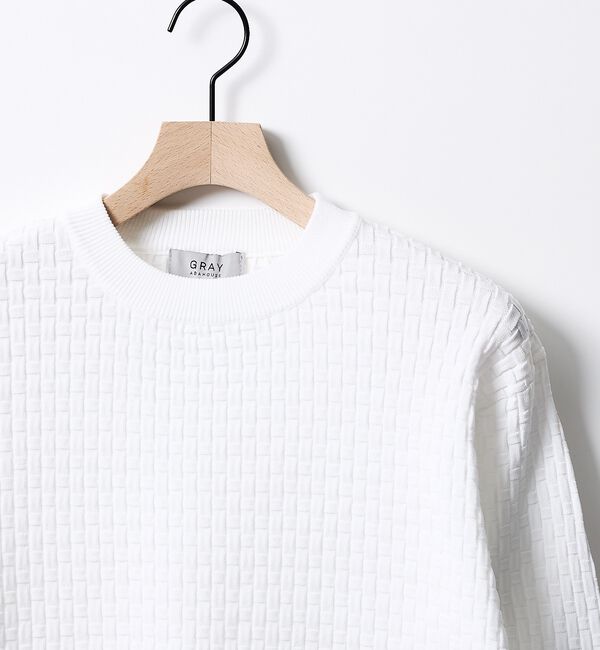 ABAHOUSE「【ハイストレッチ】ブロックチェック ジャガード クルーネックニット」|ニット・セーター|