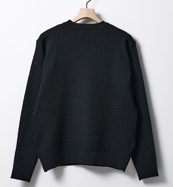 ABAHOUSE「【ハイストレッチ】ブロックチェック ジャガード クルーネックニット」|ニット・セーター|