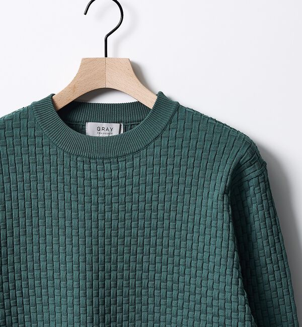 ABAHOUSE「【ハイストレッチ】ブロックチェック ジャガード クルーネックニット」|ニット・セーター|