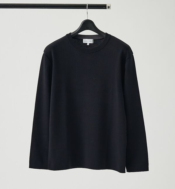 ABAHOUSE「総針 プルオーバー クルーネックニット」|ニット・セーター|ブラック
