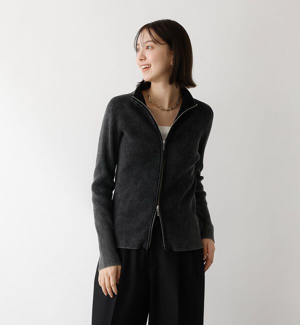 abahouse mavie「Wジップリブハイネックカーデ」|カーディガン|