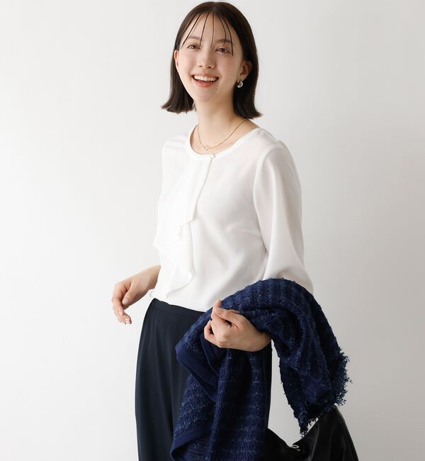 abahouse mavie「【セミオケ】ジョーゼットフリルブラウス」|シャツ・ブラウス|