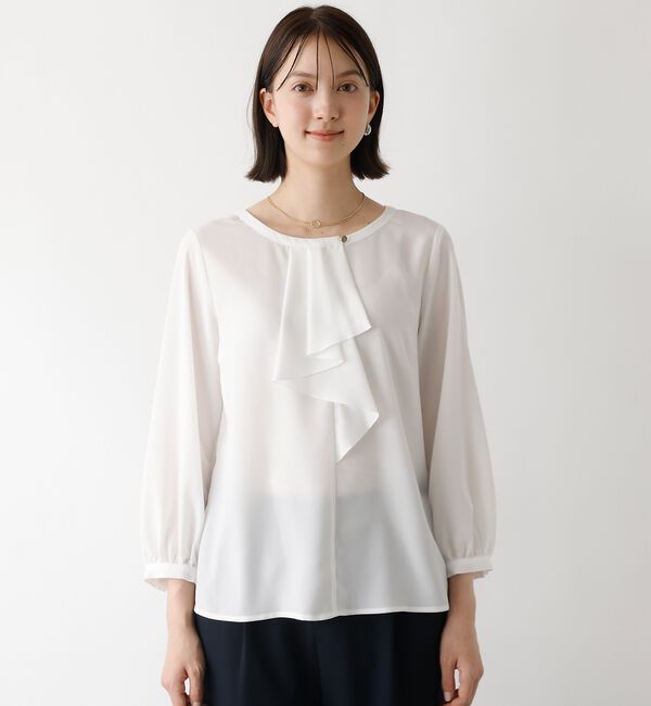 abahouse mavie「【セミオケ】ジョーゼットフリルブラウス」|シャツ・ブラウス|