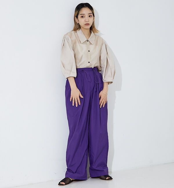 NOMINE「【セットアップ着用可】シアー コンビ5分袖 襟付きシャツ」|シャツ・ブラウス|