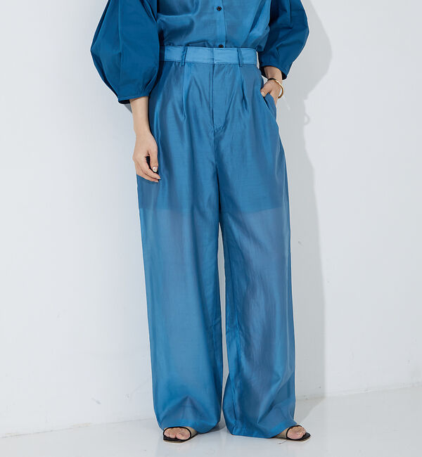 NOMINE「【セットアップ着用可】シアー ワイドパンツ」|その他|ブルー