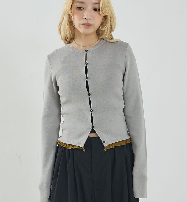 NOMINE「バイカラーコンパクトカーディガン」|カーディガン|ライトグレー