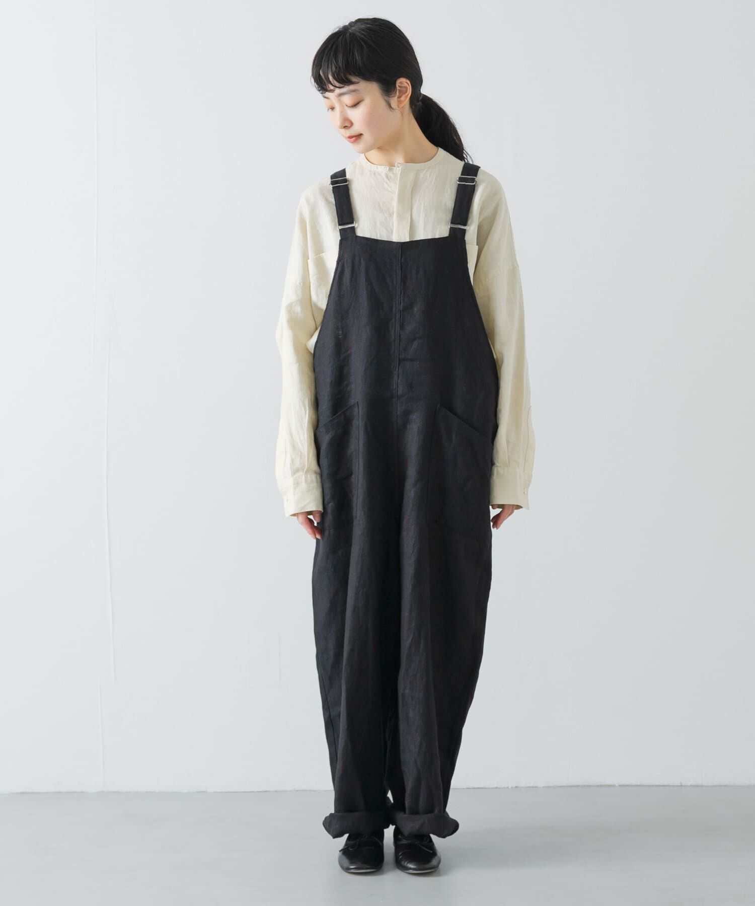 かぐれ「リネンバッククロスサロペット」|スカート|