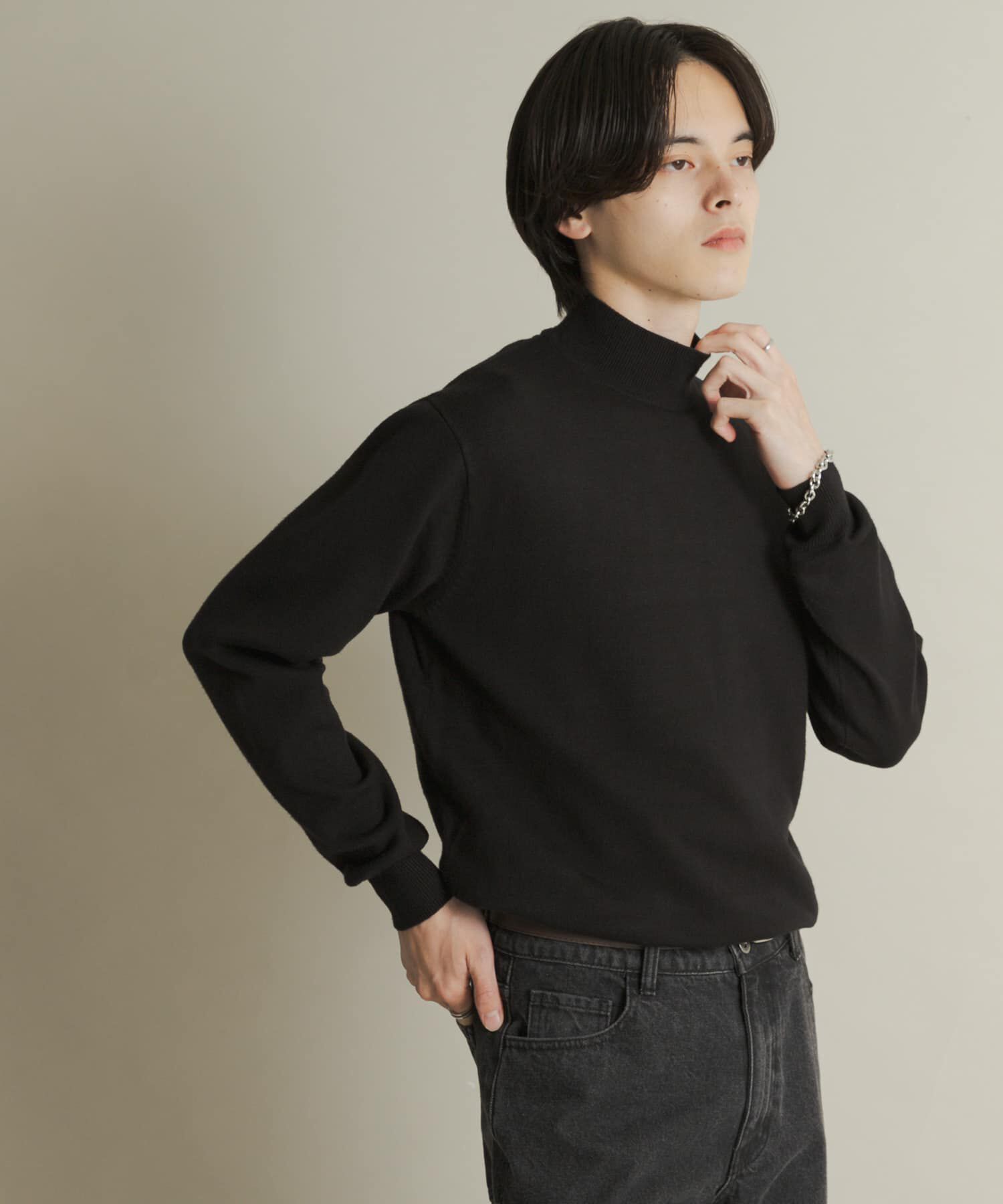 SENSE OF PLACE by URBAN RESEARCH「『一部WEB限定カラー』『洗濯可/毛玉防止』ストレッチモックネックニット」|ニット・セーター|