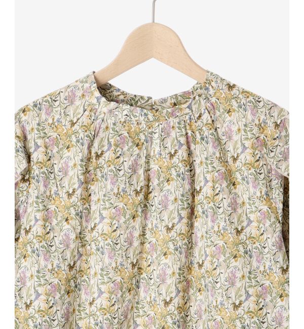 le.coeur blanc「《手洗い可能》Perle Peche フラワー柄スリーブフリルブラウス」|シャツ・ブラウス|