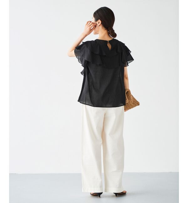 le.coeur blanc「《手洗い可能》ティアードフリルスリーブブラウス」|シャツ・ブラウス|