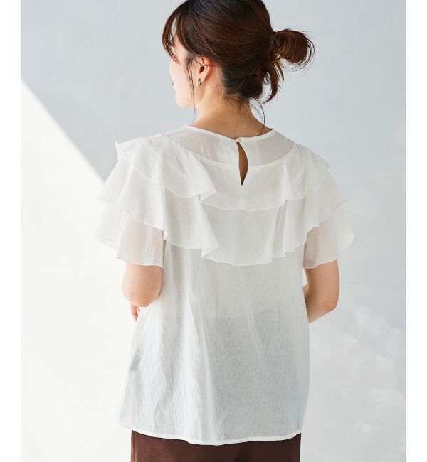 le.coeur blanc「《手洗い可能》ティアードフリルスリーブブラウス」|シャツ・ブラウス|