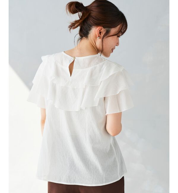 le.coeur blanc「《手洗い可能》ティアードフリルスリーブブラウス」|シャツ・ブラウス|