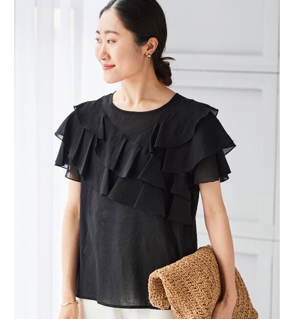 le.coeur blanc「《手洗い可能》ティアードフリルスリーブブラウス」|シャツ・ブラウス|