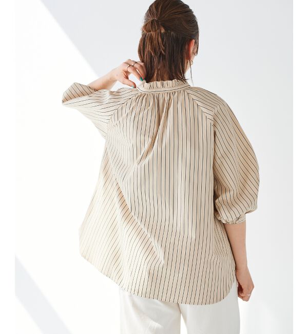 le.coeur blanc「フリルカラーボリュームスリーブブラウス」|シャツ・ブラウス|