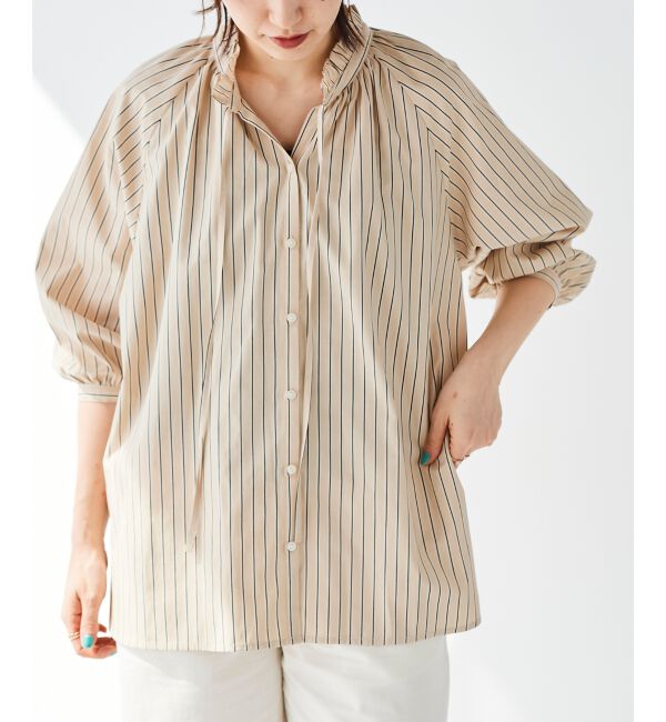 le.coeur blanc「フリルカラーボリュームスリーブブラウス」|シャツ・ブラウス|