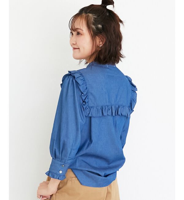  「デニムフリルブラウス」|シャツ・ブラウス|