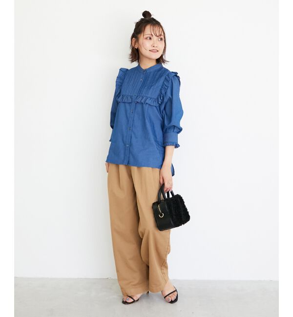  「デニムフリルブラウス」|シャツ・ブラウス|