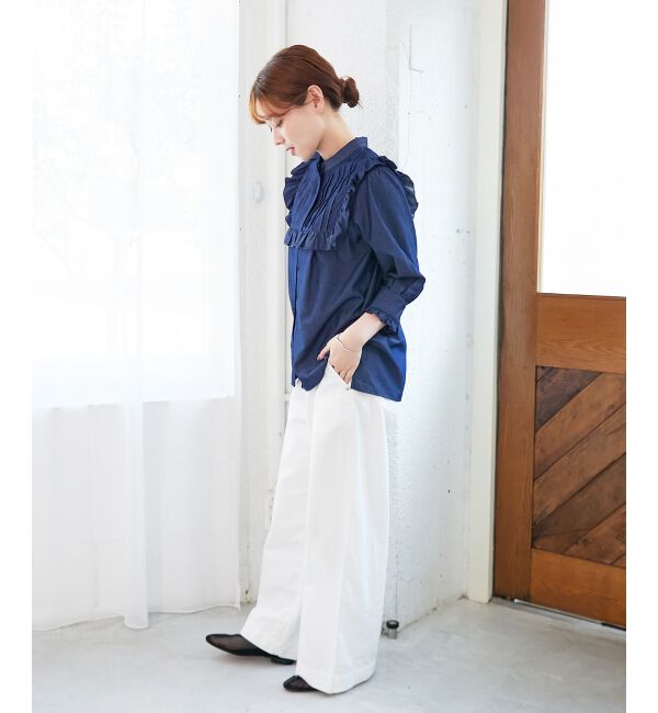  「デニムフリルブラウス」|シャツ・ブラウス|