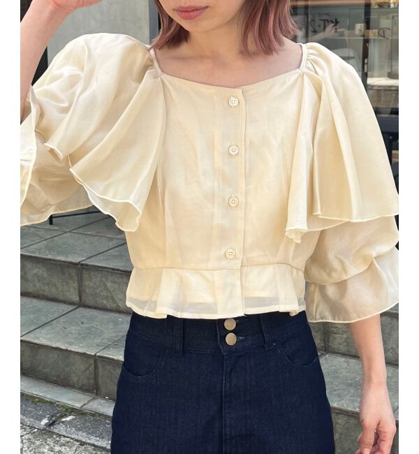 MAJESTICLEGON「クロップドフリルブラウス」|シャツ・ブラウス|