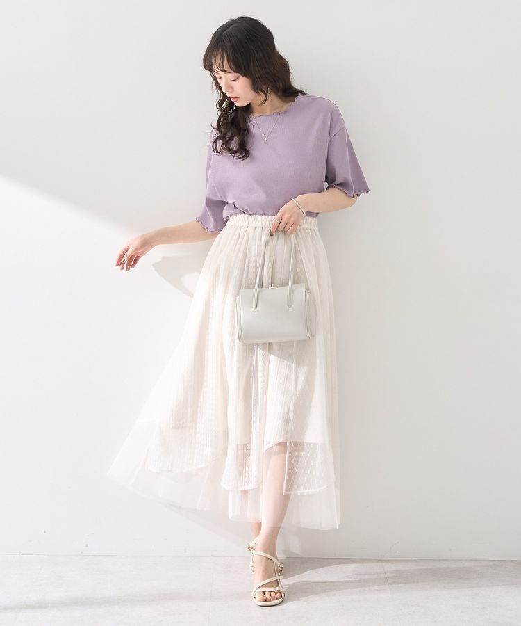 earth music&ecology「柄チュールヘムスカート」|フレア|