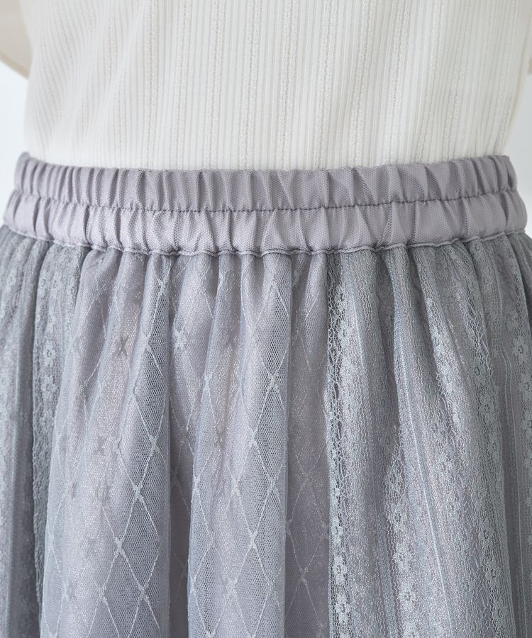 earth music&ecology「柄チュールヘムスカート」|フレア|