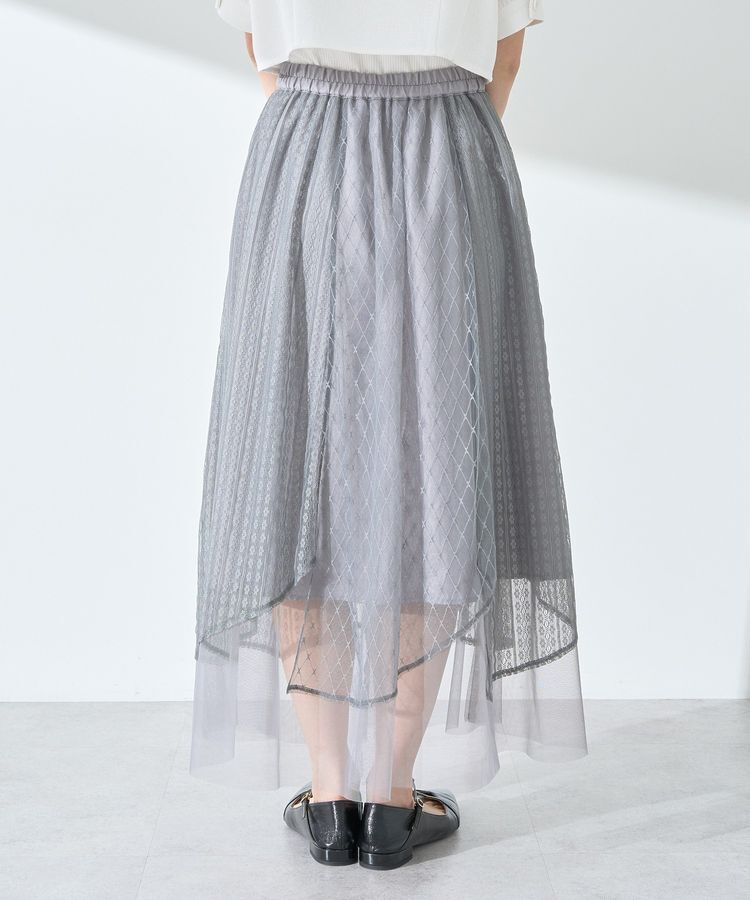earth music&ecology「柄チュールヘムスカート」|フレア|