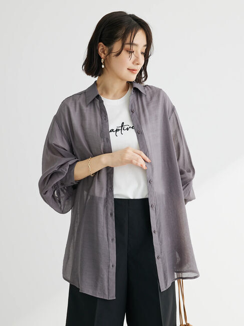 Green Parks「・ELENCARE　DUE　シアーシャツチュニック」|チュニック|Charcoal Gray
