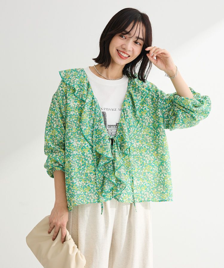 Green Parks「花柄フリルブラウス」|シャツ・ブラウス|