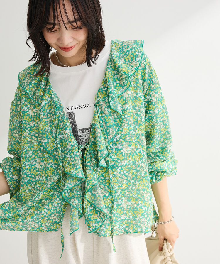 Green Parks「花柄フリルブラウス」|シャツ・ブラウス|Green