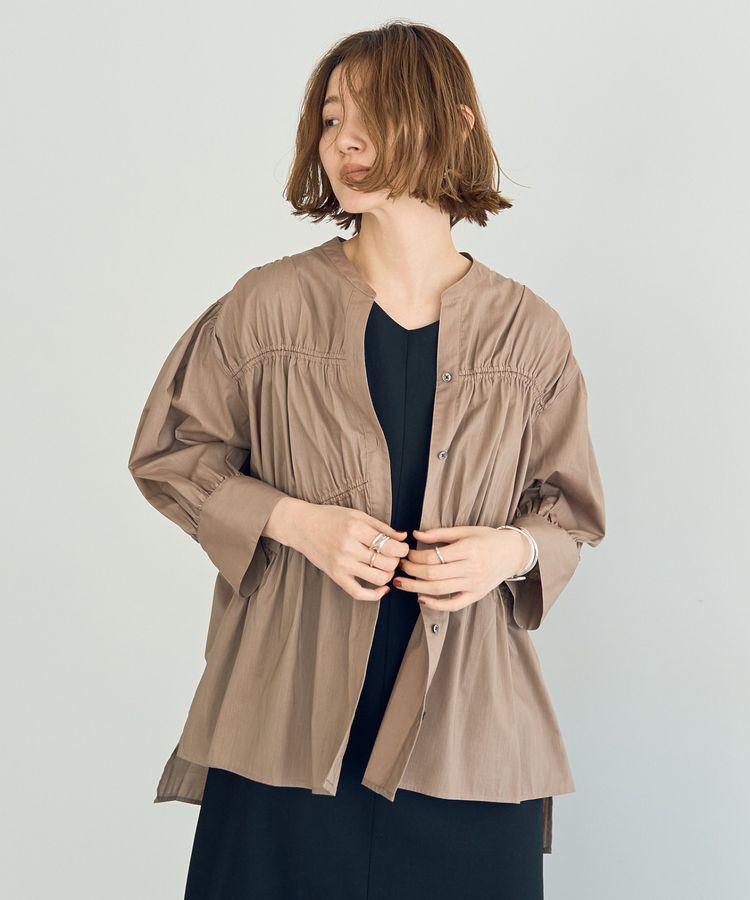 YECCA VECCA「【ORGABITS】ギャザーデザインシャツ」|シャツ・ブラウス|Beige