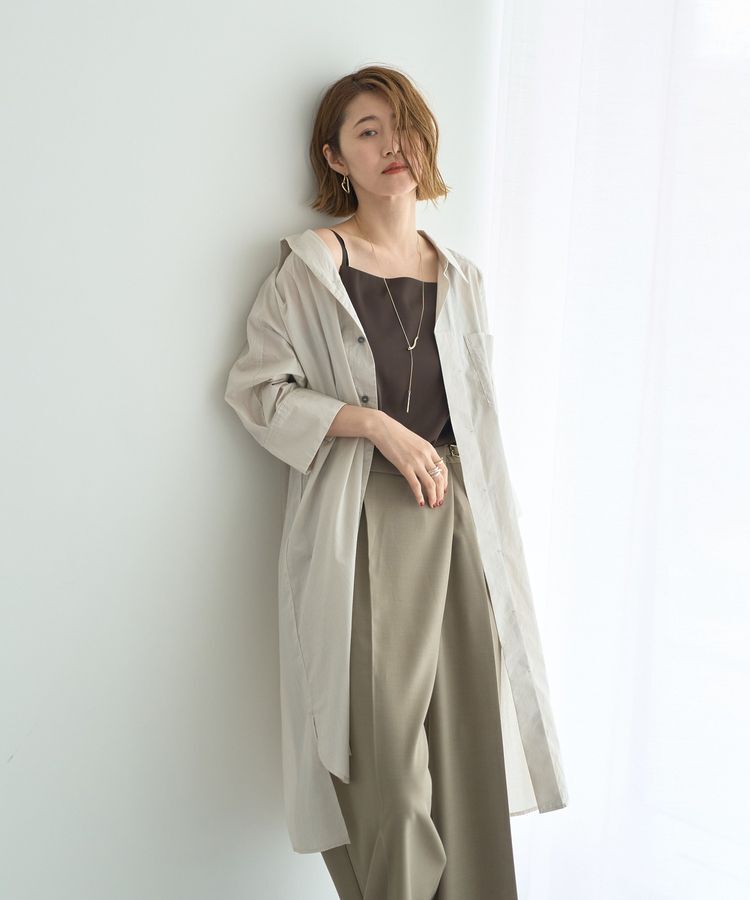 YECCA VECCA「ペーパータッチロングシャツ」|シャツ・ブラウス|Light beige