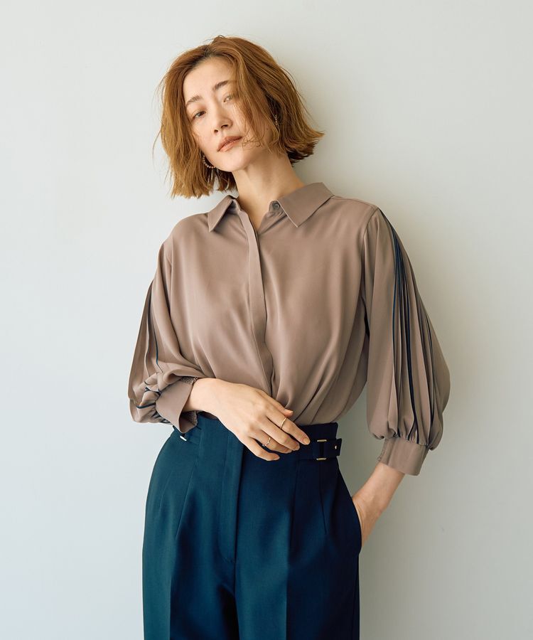 YECCA VECCA「ラインプリーツスリーブシャツ」|シャツ・ブラウス|
