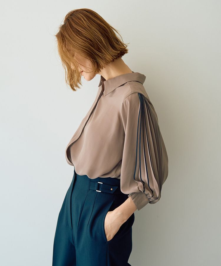 YECCA VECCA「ラインプリーツスリーブシャツ」|シャツ・ブラウス|