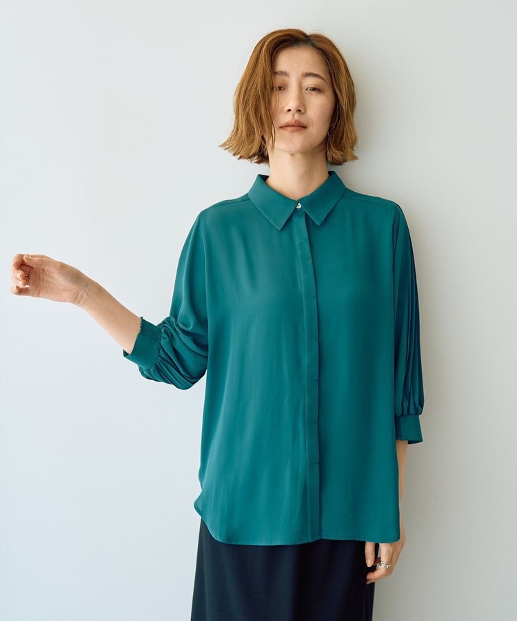 YECCA VECCA「ラインプリーツスリーブシャツ」|シャツ・ブラウス|