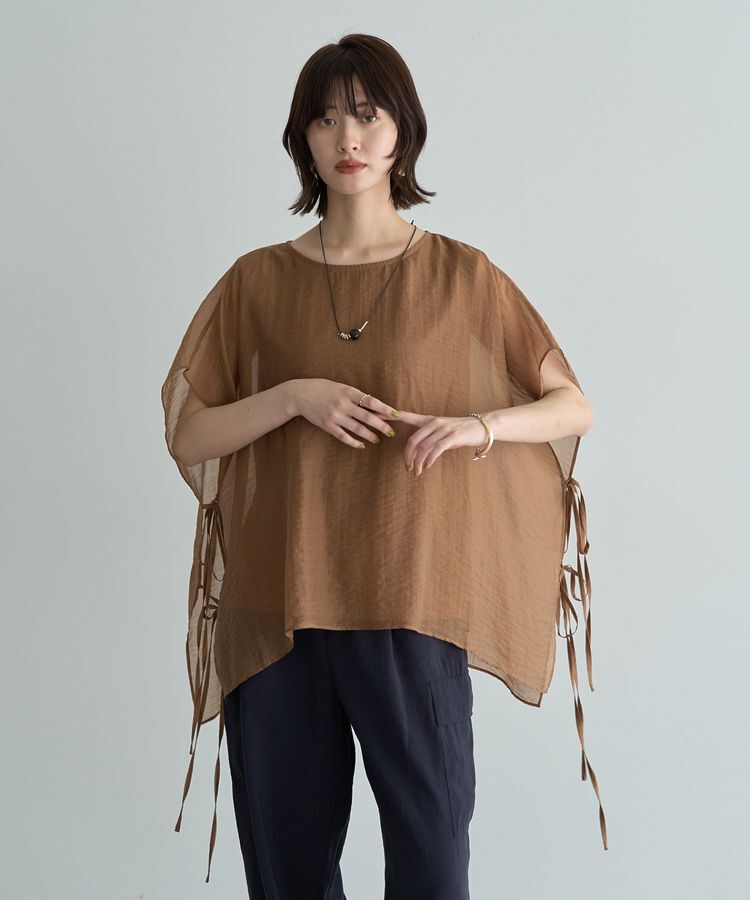 YECCA VECCA「サイドリボンシアーレイヤードプルオーバー」|Tシャツ・カットソー|