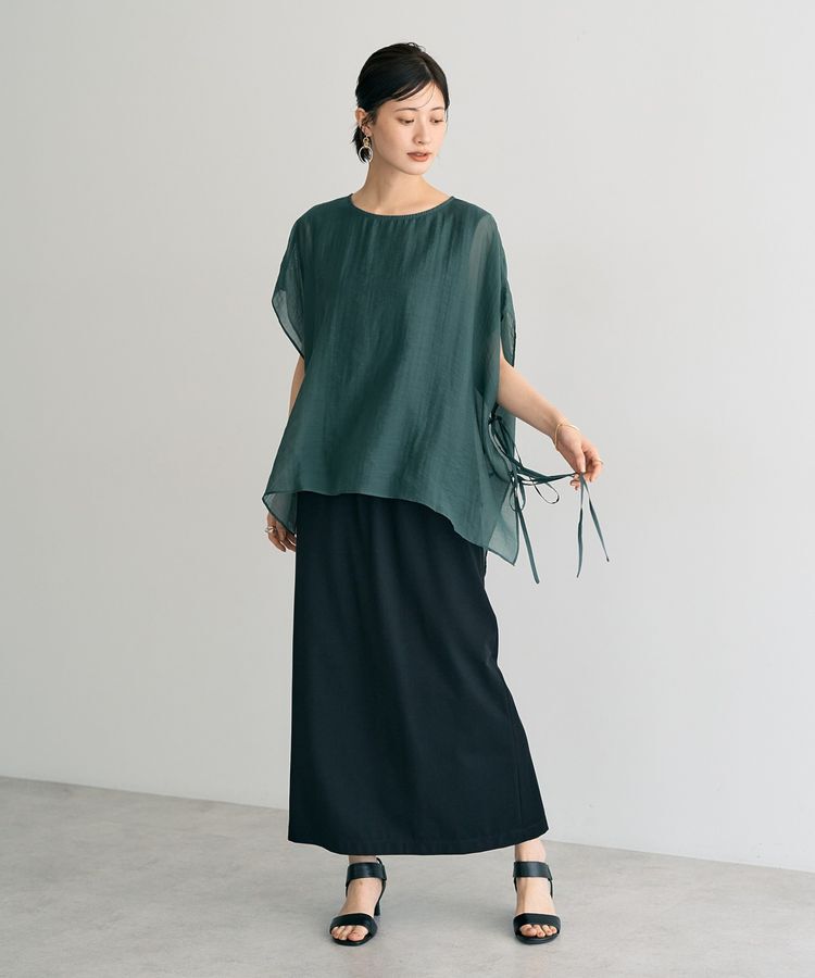 YECCA VECCA「サイドリボンシアーレイヤードプルオーバー」|Tシャツ・カットソー|