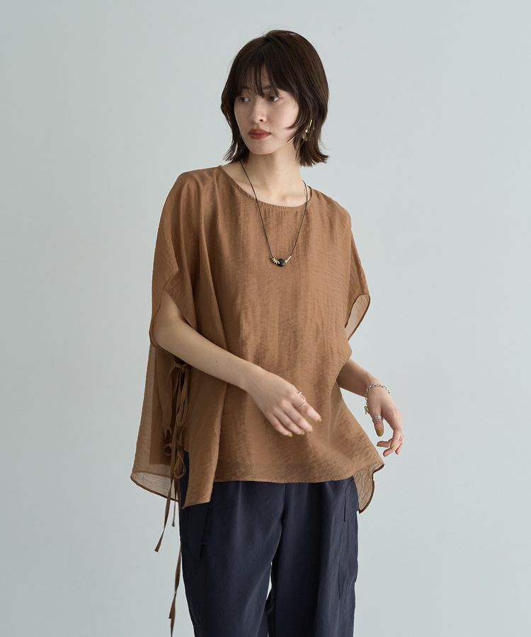 YECCA VECCA「サイドリボンシアーレイヤードプルオーバー」|Tシャツ・カットソー|