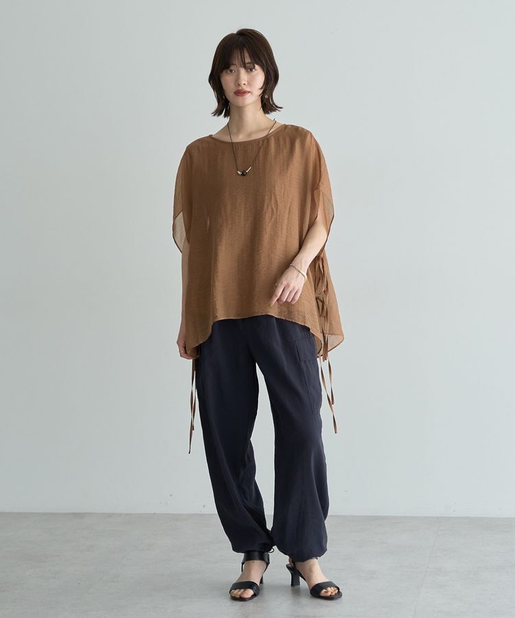 YECCA VECCA「サイドリボンシアーレイヤードプルオーバー」|Tシャツ・カットソー|