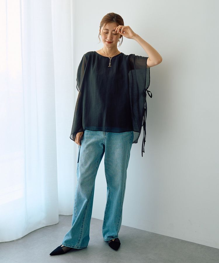 YECCA VECCA「サイドリボンシアーレイヤードプルオーバー」|Tシャツ・カットソー|