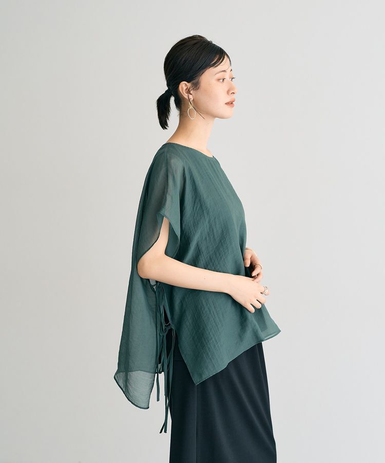 YECCA VECCA「サイドリボンシアーレイヤードプルオーバー」|Tシャツ・カットソー|