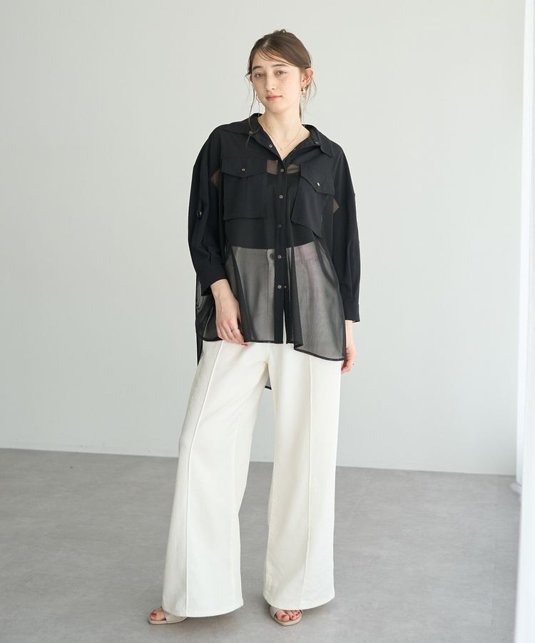 Editt by YECCA VECCA「メッシュMIXデザインシャツ②」|シャツ・ブラウス|