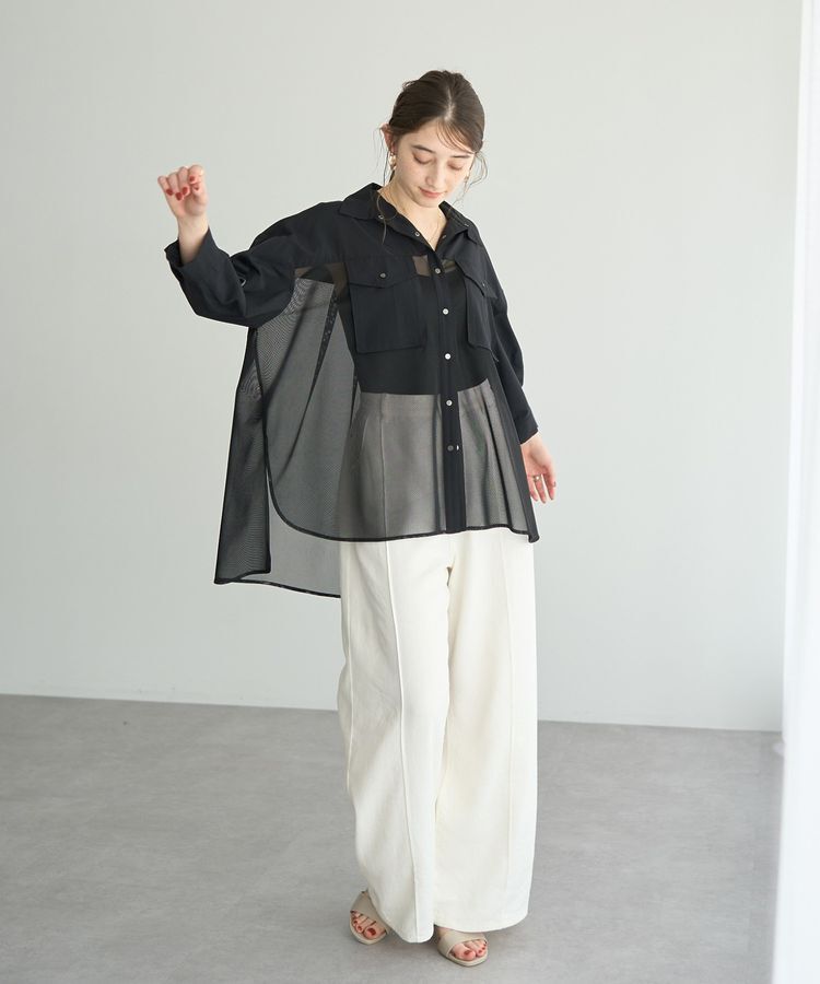 Editt by YECCA VECCA「メッシュMIXデザインシャツ②」|シャツ・ブラウス|