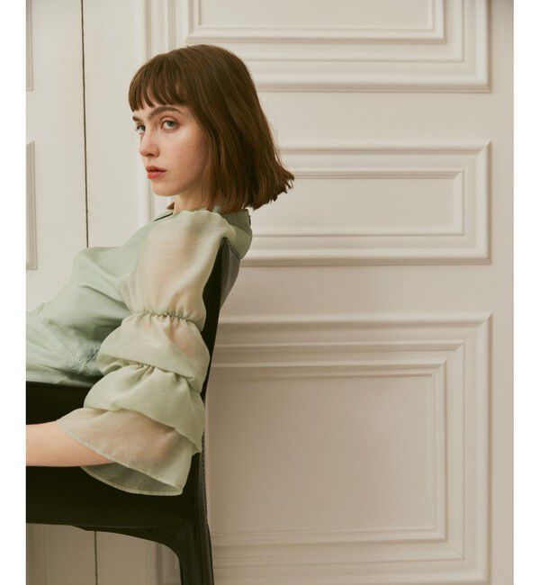 LOULOU WILLOUGHBY「【LOULOU WILLOUGHBY】ギャザーシフォンスリーブワンピース」|ワンピース|