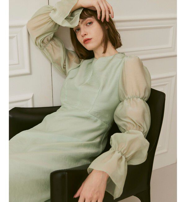 LOULOU WILLOUGHBY「【LOULOU WILLOUGHBY】ギャザーシフォンスリーブワンピース」|ワンピース|