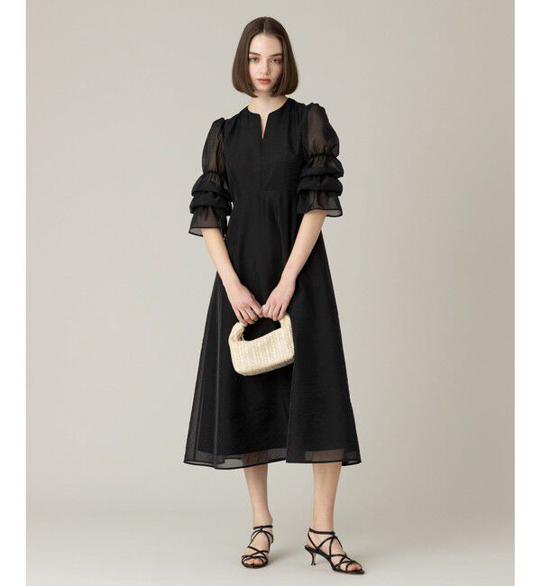 LOULOU WILLOUGHBY「【LOULOU WILLOUGHBY】ギャザーシフォンスリーブワンピース」|ワンピース|