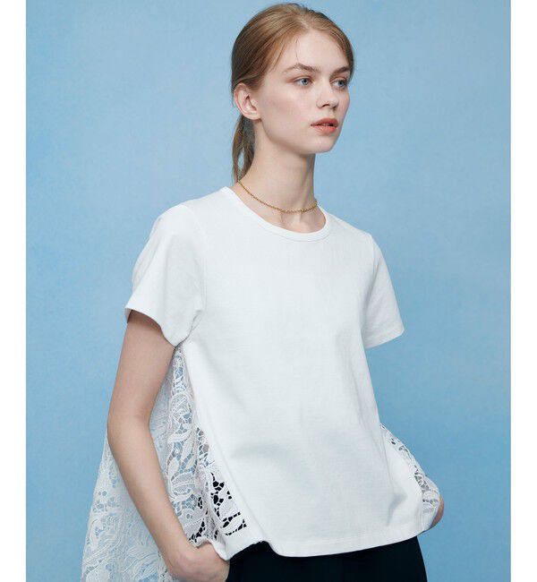 LOULOU WILLOUGHBY「【LOULOU WILLOUGHBY】レースドッキングロングＴシャツ」|Tシャツ・カットソー|ホワイト