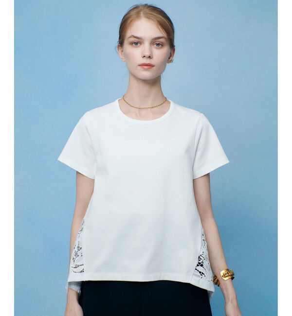 LOULOU WILLOUGHBY「【LOULOU WILLOUGHBY】レースドッキングロングＴシャツ」|Tシャツ・カットソー|